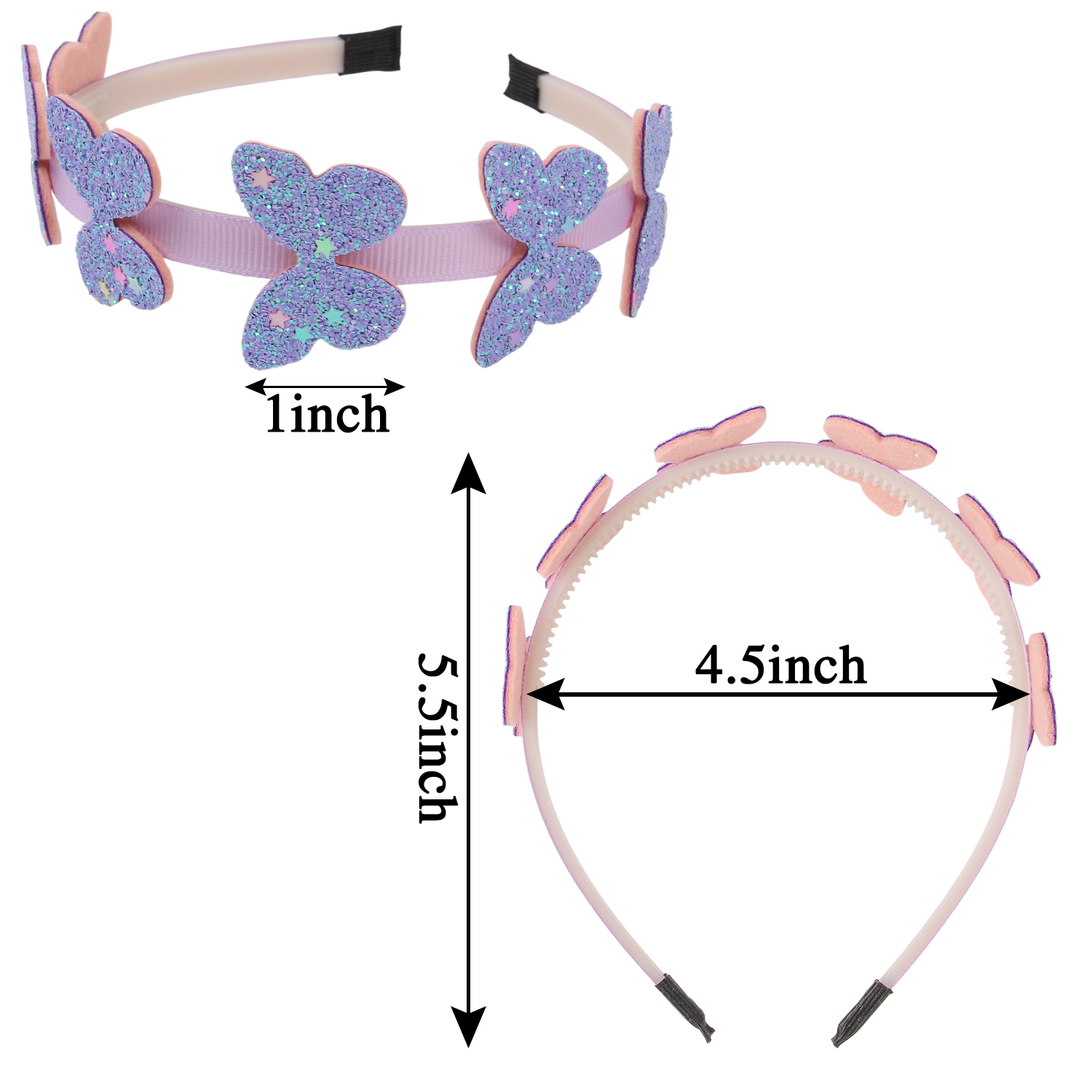 Diademas de mariposa para niñas, diadema brillante con forma de mariposa, diademas con dientes de plástico, accesorios para el cabello para niñas y niños