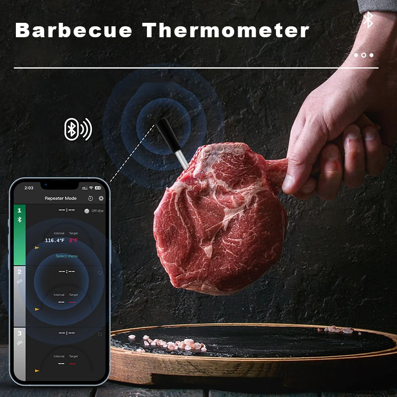 termómetro inalámbrico para carne y alimentos, herramienta de cocina para horno, parrilla, barbacoa, bistec, Bluetooth, medidor de temperatura, accesorios para barbacoa