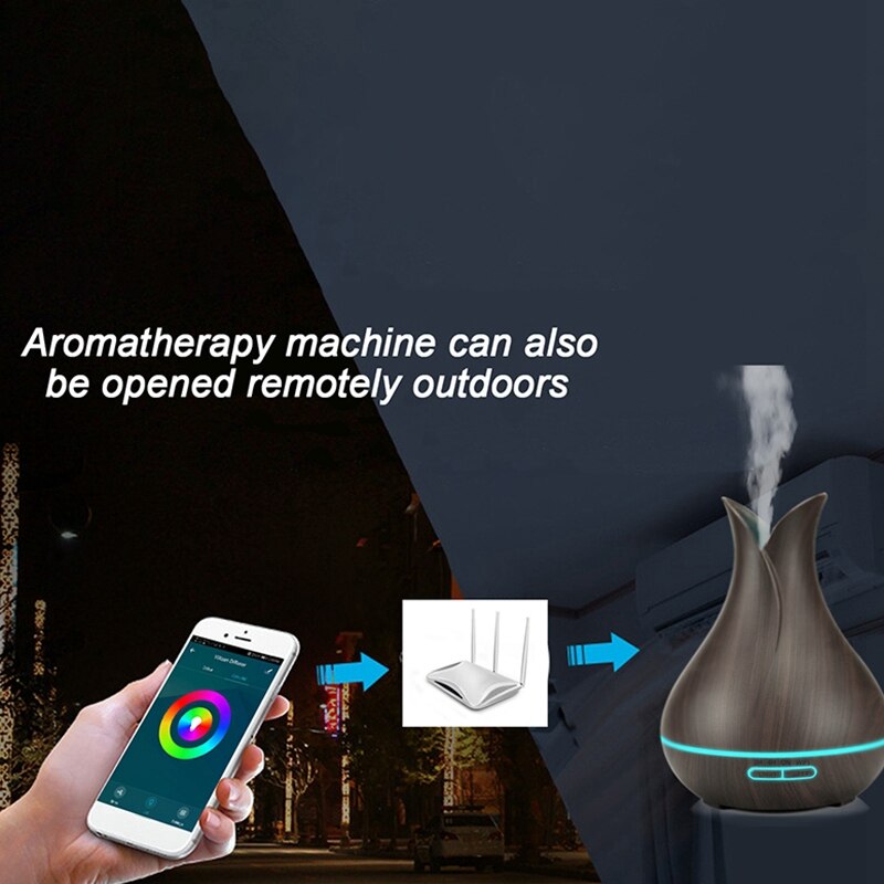 Smart wifi luftfugter æterisk olie aromaterapi diffusor med alexa google app stemmestyring 400ml