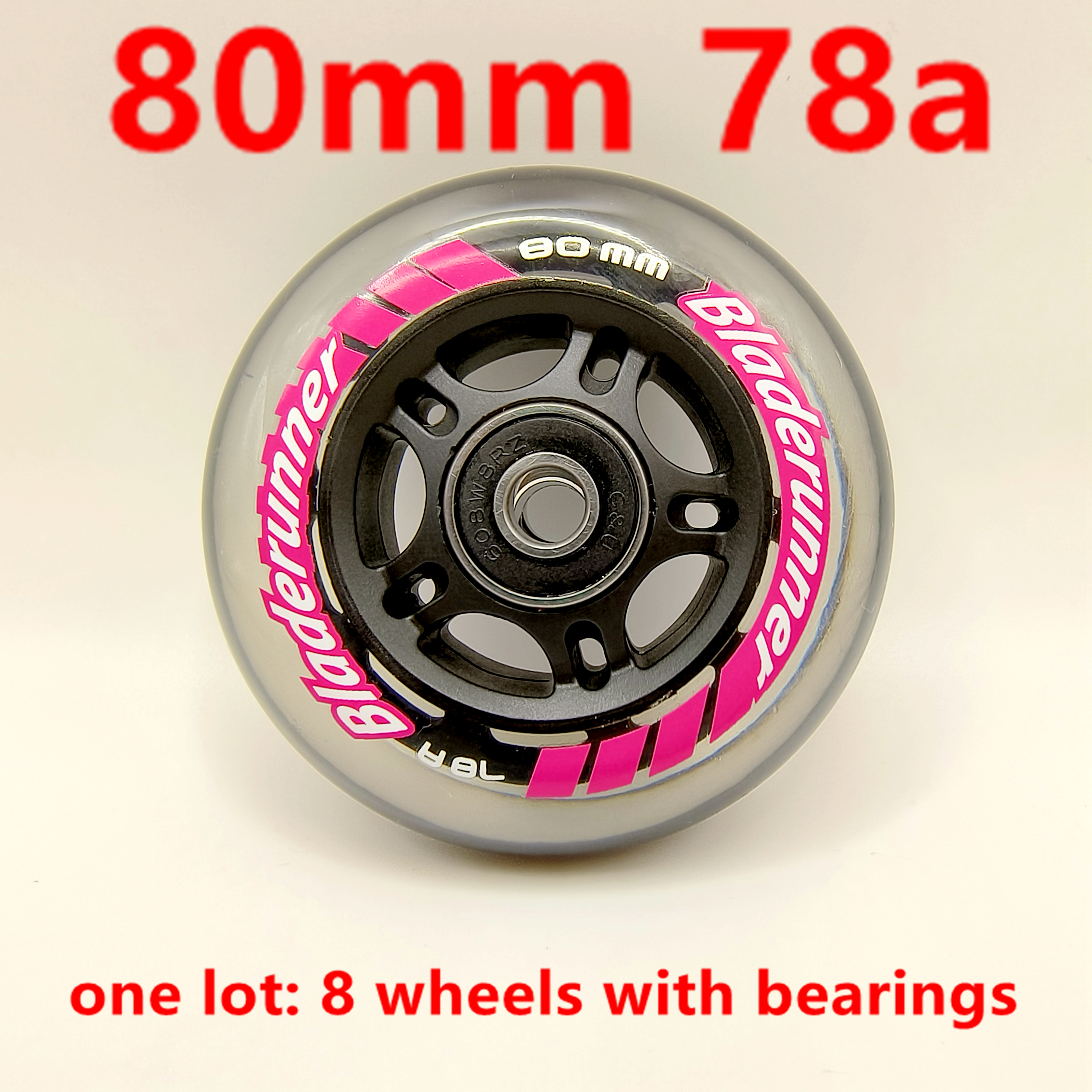 rolschaatsen wiel scooter wiel 80x24 zwart grijs transparante kleur 8pcs/lot: WHITE