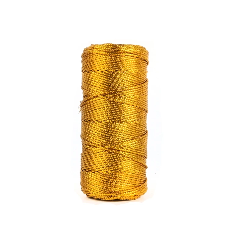 Złoty i srebrny sznurek makramowy, kokardki ze sznurka, rękodzieło DIY robić pakowania prezentów, szycie, skręcona nić, tekstylia domowe