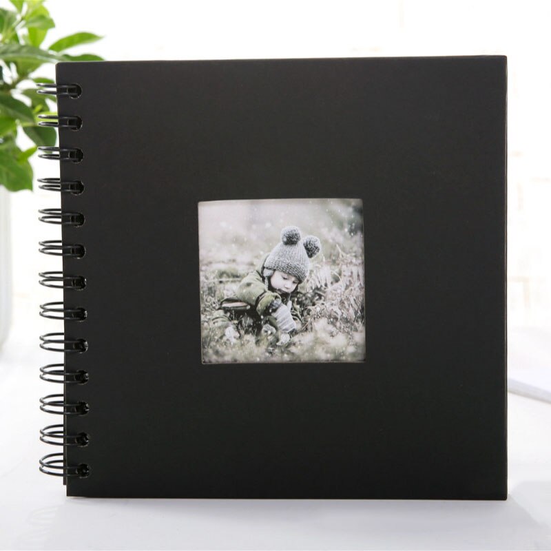 40 sider fotoalbum baby jubilæum fotoalbum fotoalbum scrapbog album håndværk papir diy fotoalbum: Sort