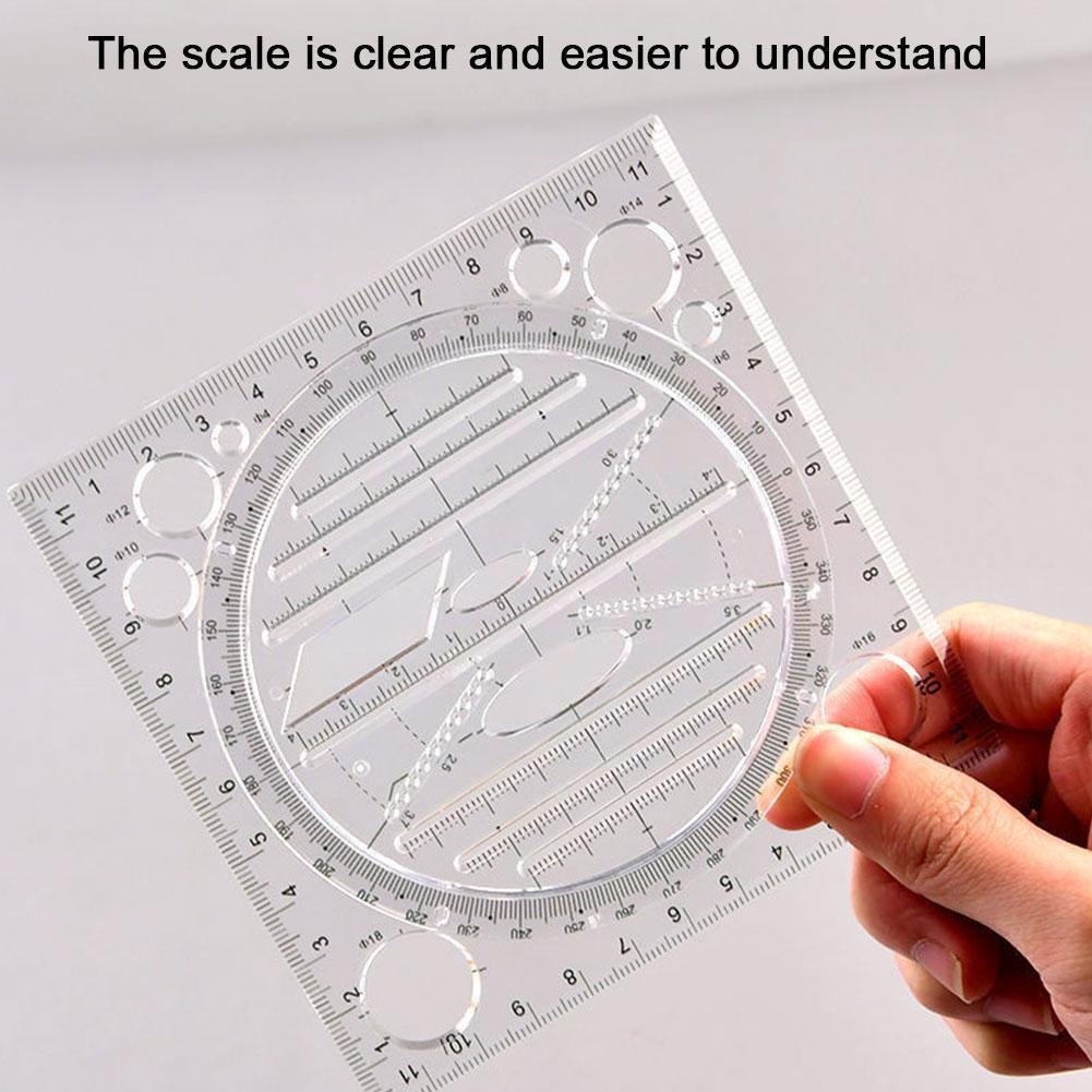 Multifunction Ruler Drawing Ruler Rotatable Student Drafting Geometry Ellipse Stereo Tool Measuring Circle Template Mathema U9w0