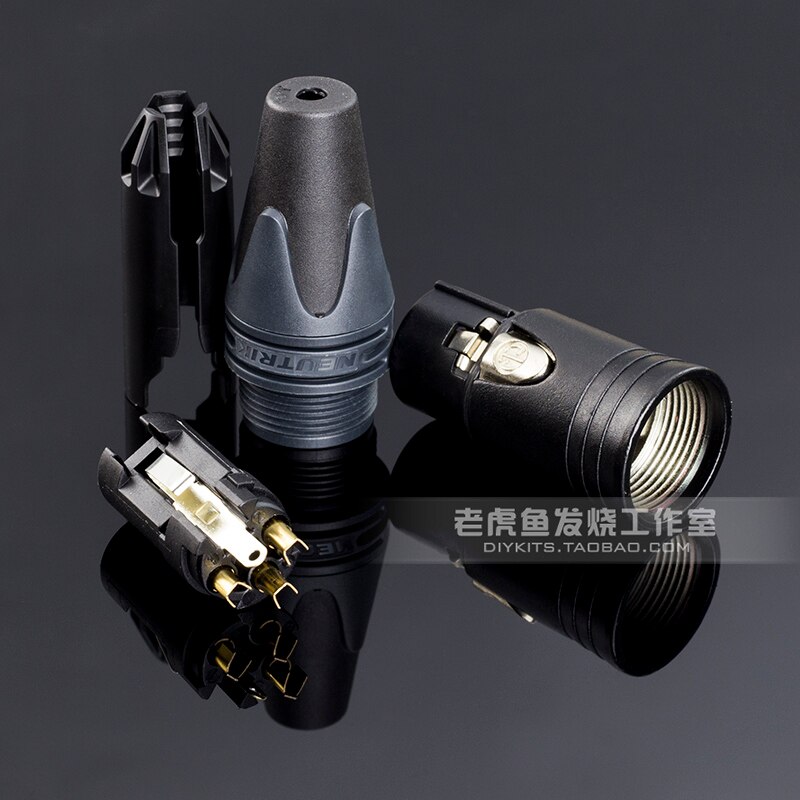 1pcs Switzerland Neutrik NC3FXX-B 3 pin XLR connector black gold plated balance female plug