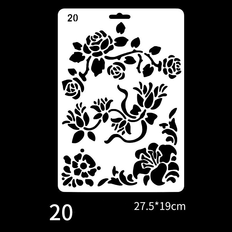 1 sztuk kreatywny DIY litery styl z dziurką kwiaty rysunek instrukcja szablon do malowania Album Scrapbooking szablon ikona dzieci prezent: 20