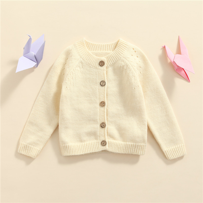 0-24M Unisex Baby Breien Truien Lange Mouw Knoppen Warme Winter Fluwelen Shirt Voor Baby Jongens Meisjes Beige bruin Roze Vest