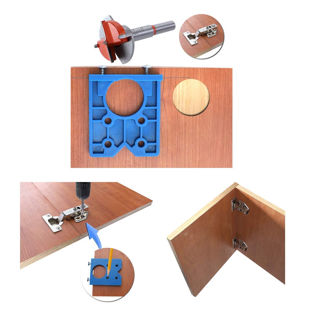 Drilling Guide Locator Set Concealed Hinge Positioner Drilling Jig Drill Bits Woodworking Door Hole Opener Cabinet Tools