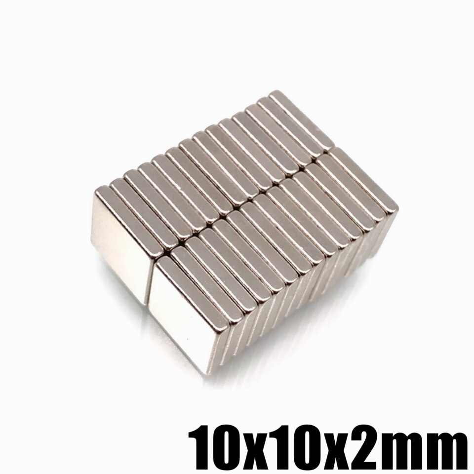 20 ~ 500Pcs 10X10X2 Neodymium Magneet 10*10*2 Ndfeb Magneten Blok Super krachtige Sterke Permanente Magnetische Imanes Blok