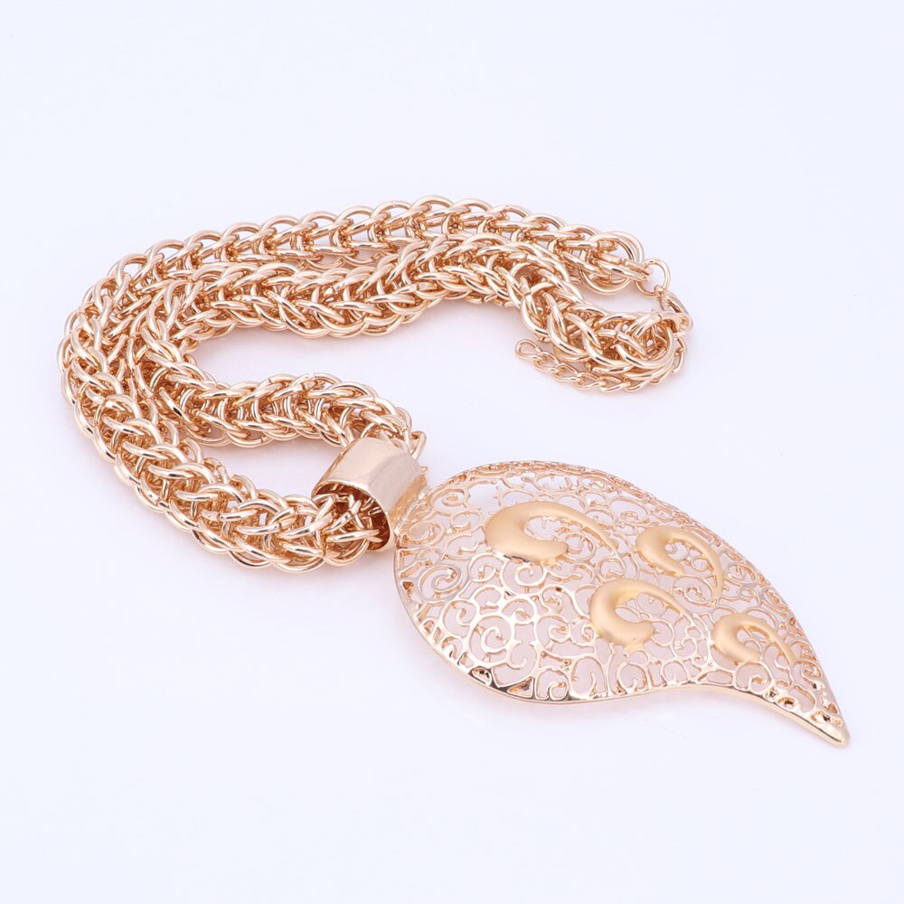 Cor do ouro conjunto de jóias traje design grande pingente colar conjunto de presente de noiva nigeriano casamento contas africanas conjunto de jóias