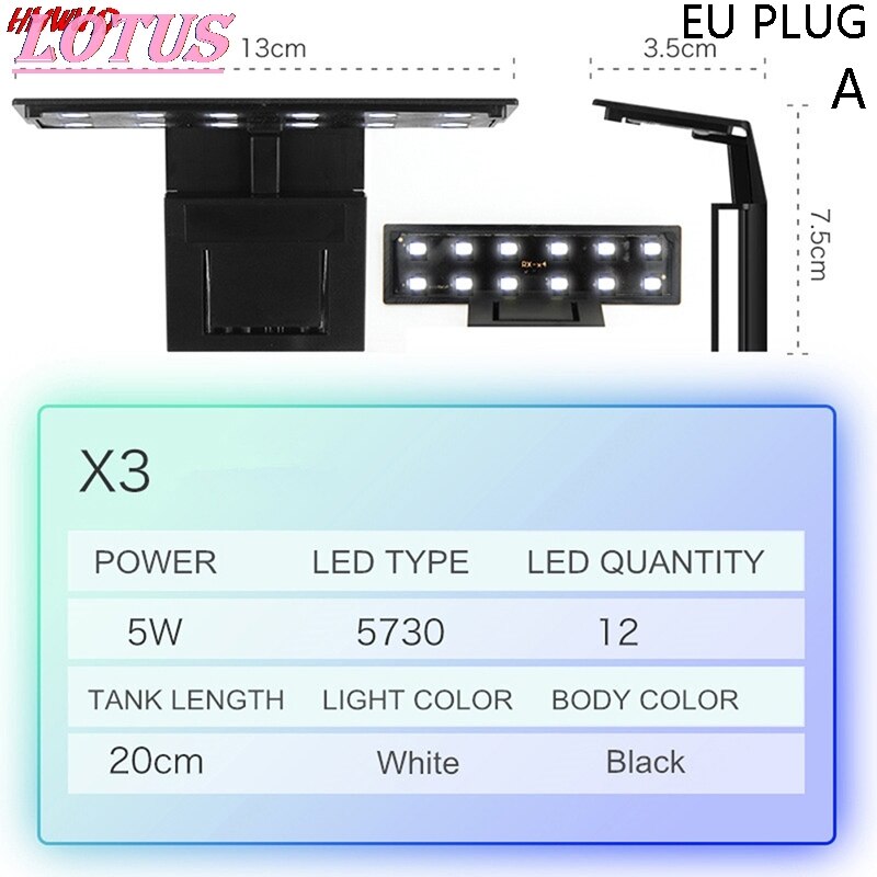 Super Slim Led Aquarium Licht Waterplanten Grow Light Waterdicht Clip-On Lamp Aquarium: A