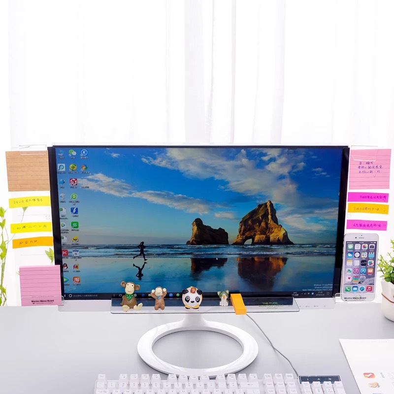 Acrylic Monitor Message Memo Board for Sticky Notes Transparent Name Card Phone Holder Desktop Storage Rack