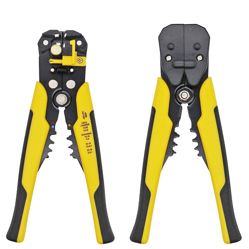 HS-D1 Wire Stripping Tool Self-adjusting 8" Automatic Wire Stripper Pliers Tool for Wire Stripping, Cutting, Crimping 10-24 AWG: D1-Yellow