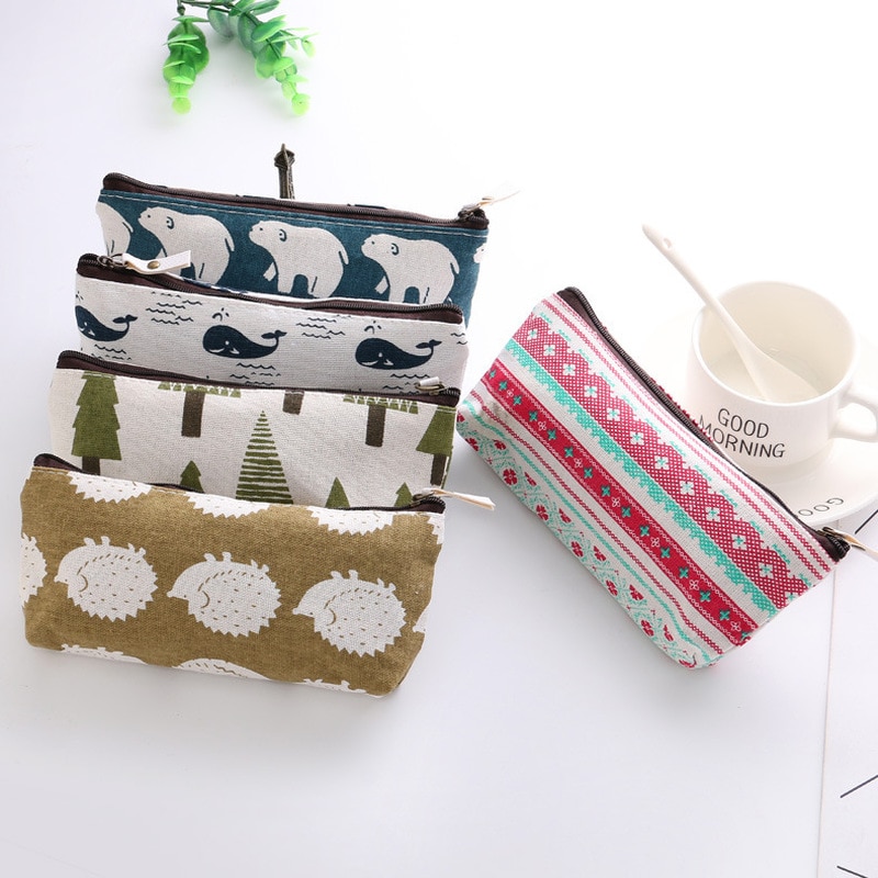 Reizen Cosmetische Tas Vrouwen Toilettas Make Up Canvas Bloemen Egel Ijsbeer Boom Make Case Storage Pouch Purse Afdrukken