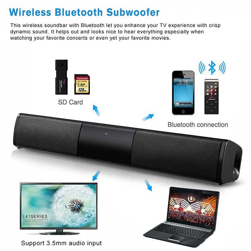 Barra de sonido inalámbrica Universal para cine en casa, altavoz estéreo con Bluetooth, Subwoofer con Radio FM, BS-28A, 3D