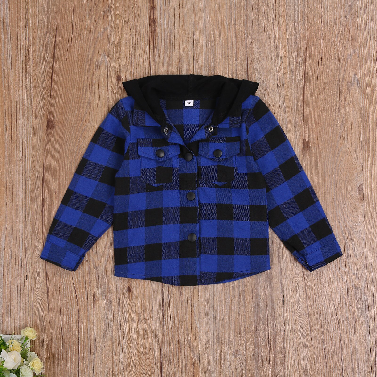 Automne enfants garçons veste hauts Plaid imprimer à manches longues simple boutonnage à capuche manteau 4 couleurs