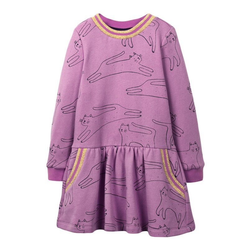 Pikku maven tyttöjen mekko syksy eläin kissat pieni taapero prinsessa mekot vestido lasten pitkähihaiset mekot vauvan mekko