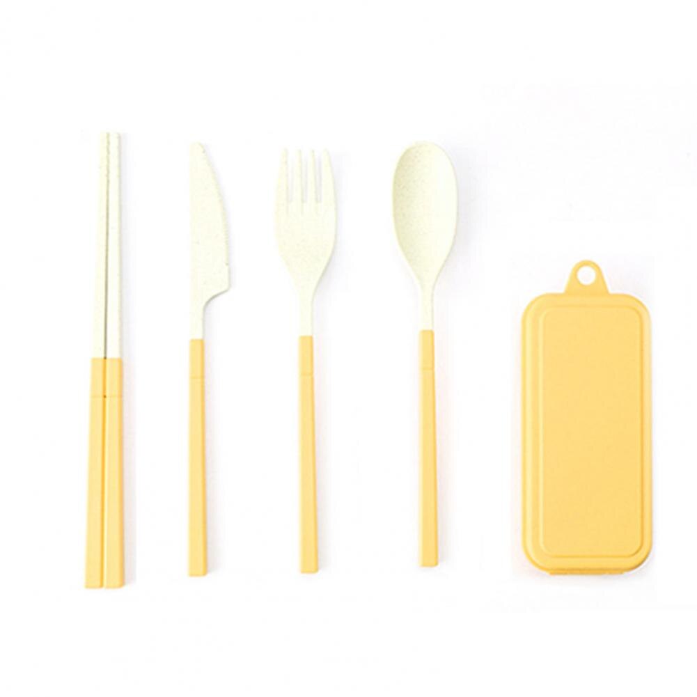 1Set Durable Cutlery Box Kit Eco-friendly Dinnerware Container Kit Close Splicing PP Wheat Dinnerware Set Organizer for Kitchen: Yellow