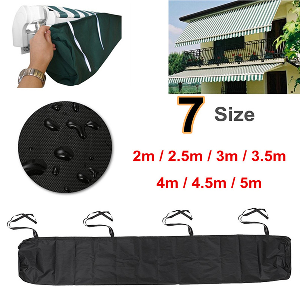 7 Maten Patio Luifel Protector Cover Patio Tuin Regen Schuur Opbergtas Regenhoes Intrekbare Rolluik Luifel Stofkap: 242x162x100cm / Black