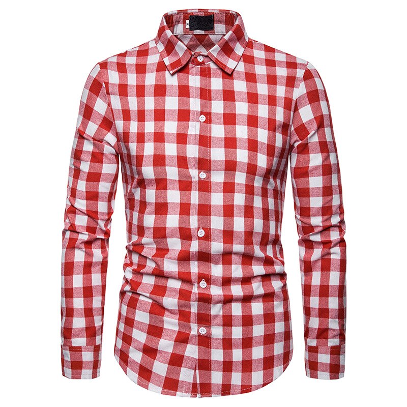 Männer der hemd klassische kleine platz farbe passenden kreuz-grenze herren Revers Langarm Shirt: verrotten / XL
