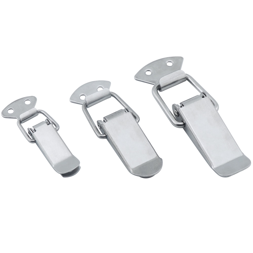 4PCS/lot Stainless steel spring Locking Latch hasps Suitcase Chest Toggle Catch Clasp box hinges Furniture Hardware Accessories