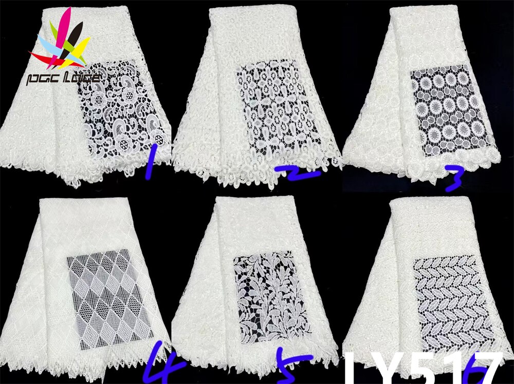 Pgc Wit Afrikaanse Melk Zijde Koord Kant Stof 2022 Kant Nigeriaanse Franse Kant Stof Voor Trouwjurk Naaien LY517-6