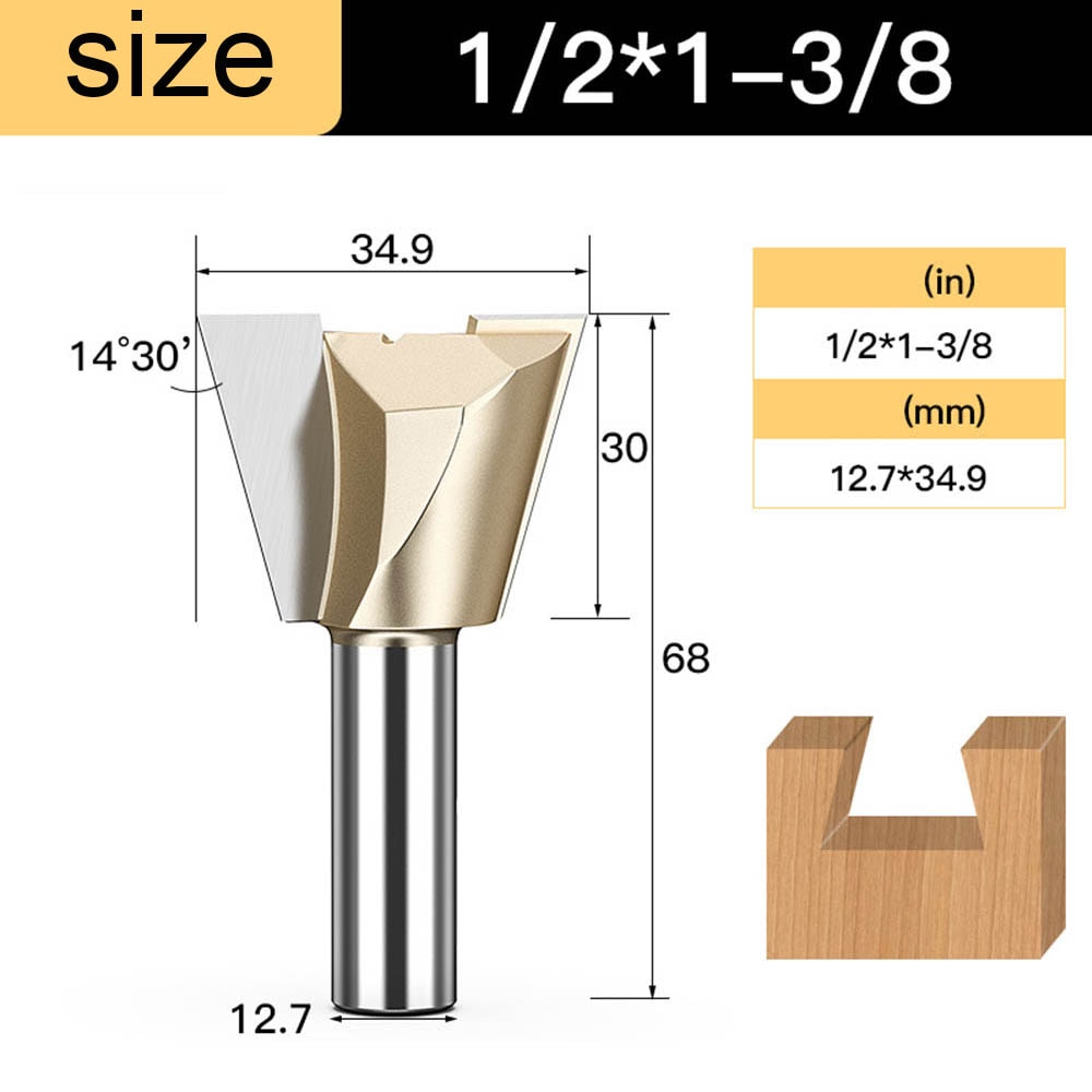 Tideway Dovetail Router Bits Joint Milling Cutter Tools for Furniture Building Cabinet Making Engraving Cutting Tool for Wood: W00118