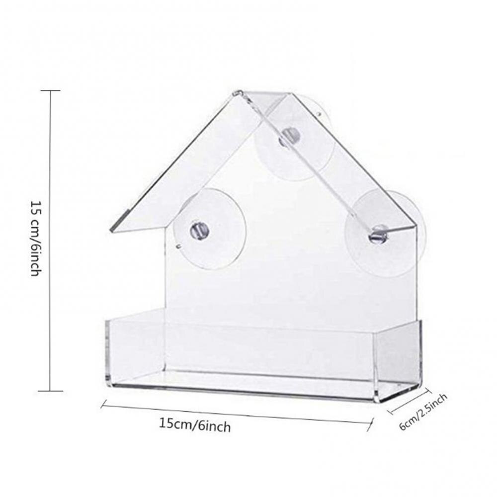 Bird Cages Transparent Acrylic Window Bird Feeder Strong Suction Cup Hanging Cage White Plastic Large Capacity Bird Food Storage