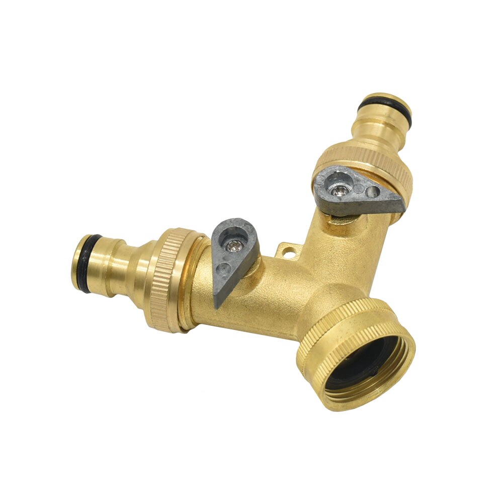 Brass 3/4" 2-way Garden Tap Y Irrigation Valve Hose Water Splitter Garden Hose Quick Connector 1 Set