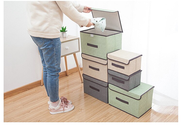Bedroom Storage Box Clothes Storage Box with Lid Cosmetic Organizer Storage Box Foldable Debris Portable Dust-proof Storage Box