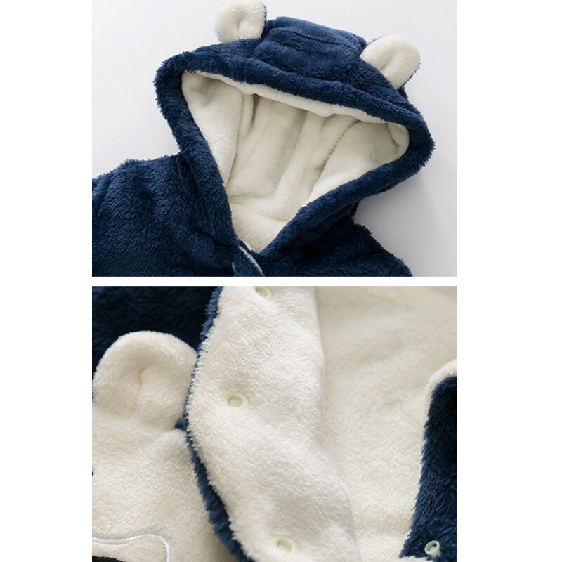 Iyeal Winter Baby Jongen Meisje Kleding Beer Hooded Romper Leuke Peuter Baby Warm Uitloper Flanel Kids Kleding