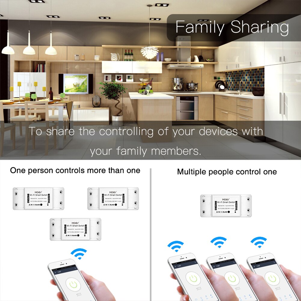 Interruptor de luz inteligente con WiFi/Bluetooth, temporizador Universal, Control remoto inalámbrico con aplicación Smart Life, funciona con Alexa y Google Home