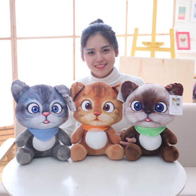 46cm 3D Simulation chats oreiller en peluche jouets Simulation Animal en peluche chat oreiller canapé housse de coussin pour noël: 3pcs Q cats