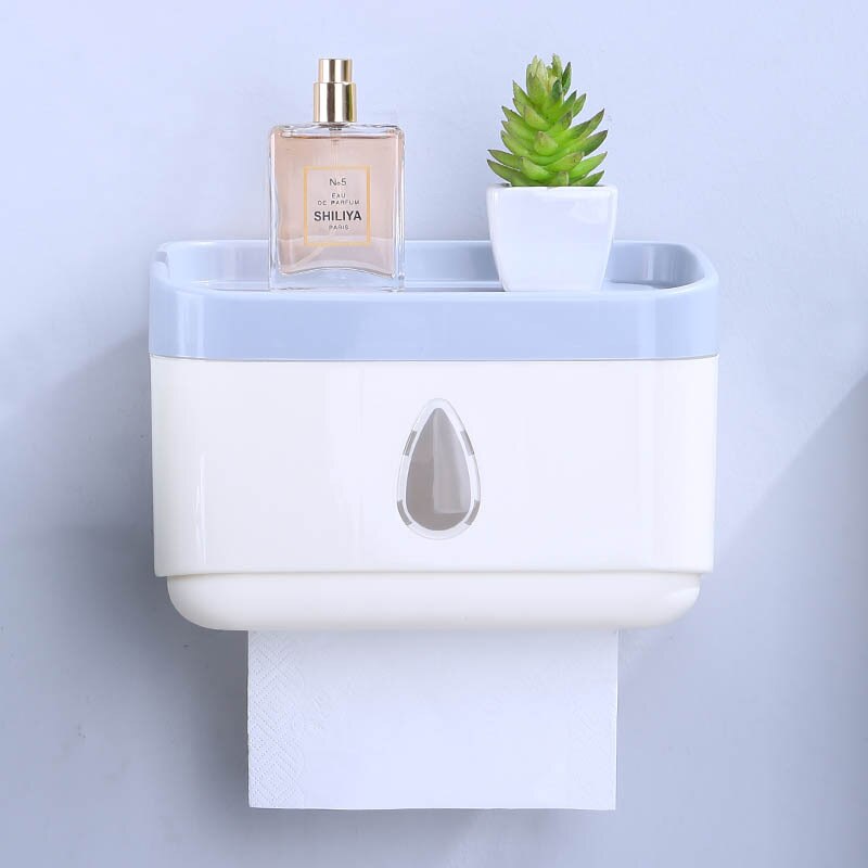 Wall Mounted Toilet Paper Holder Bathroom Toilet Paper Box Free Punch Papers Holder Waterproof Tissue Box Bathroom Accessories: white