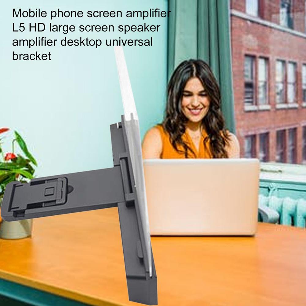 Sort universal mobiltelefon skærm forstørrelsesglas 3d video hd storskærm højttaler forstærker stativ beslag holdbar