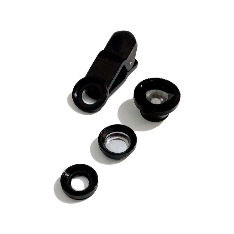 3 in- in-1- handyobjektiv-set: weitwinkel-makro-fisheye-objektive, multifunktional, praktisch und ultraportabel für iphone, samsung und huawei: Schwarz