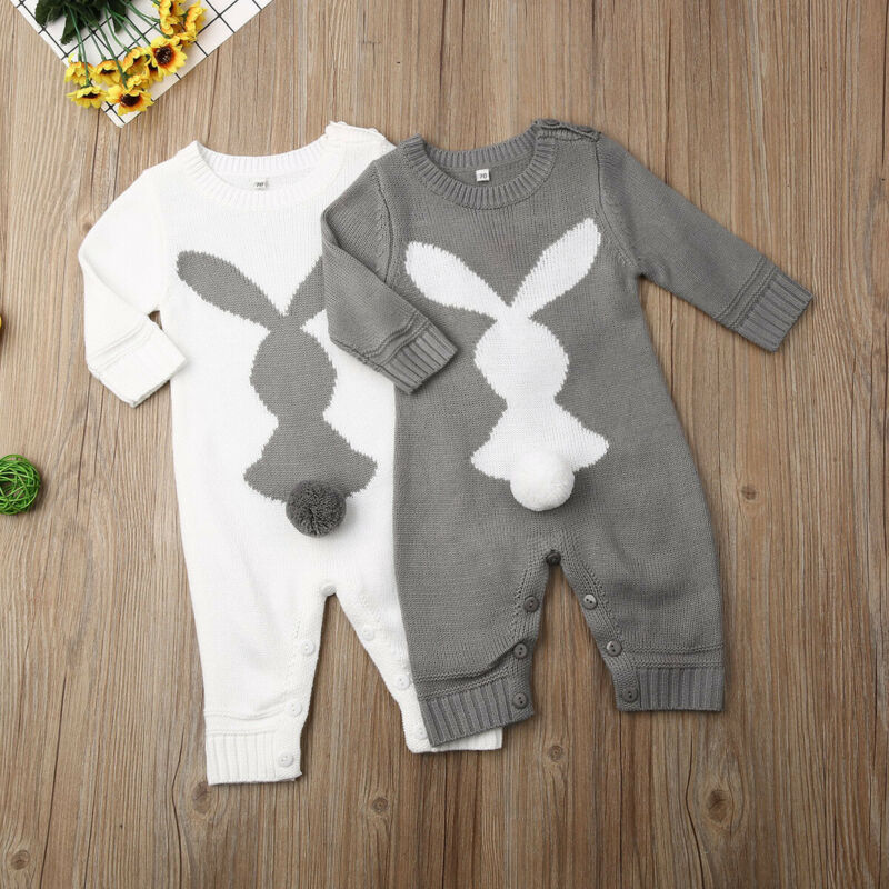 0-24M Neugeborenen Hase Wolle Strampler Winter Kleinkind Baby Junge Mädchen Kaninchen Gestrickte Strampler Wolle zur Seite fahren Gesamt Outfits