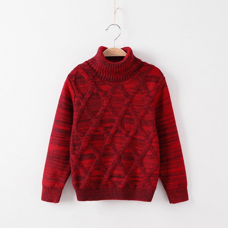 Suéter de cuello alto para niños, cárdigan de manga larga, cálido, uniforme escolar, invierno,: Red / 5