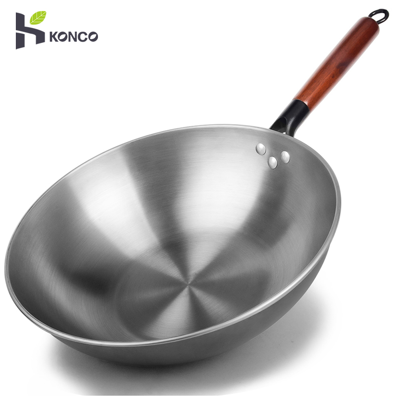 Wok in ghisa Wok antiaderente Wok in ferro cinese per cucina Meno olio Fumo Padella in ghisa Fornello a induzione Pentole da cucina