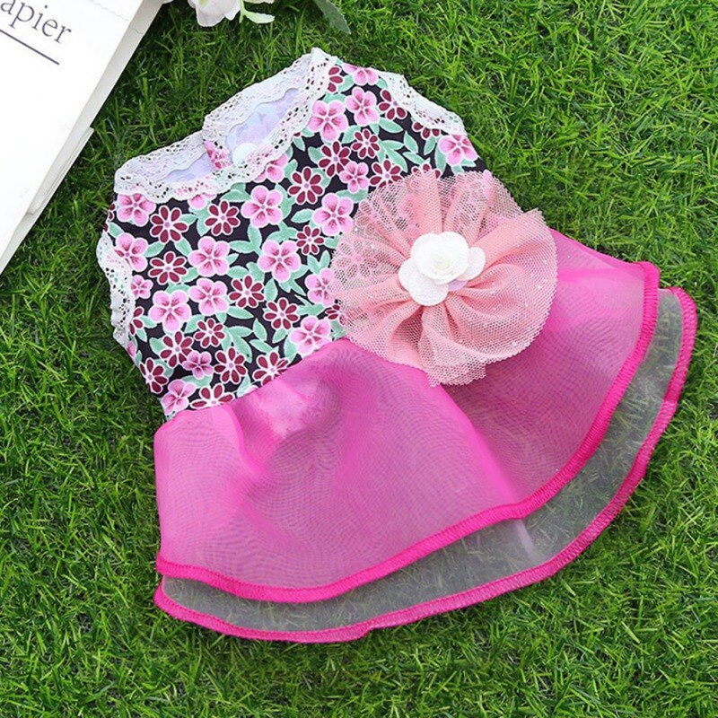 Falda Floral de verano para perro, ropa para perro pequeño, de cumpleaños, vestido de boda, disfraz de cachorro, ropa para mascota de primavera: Rosa / XXL