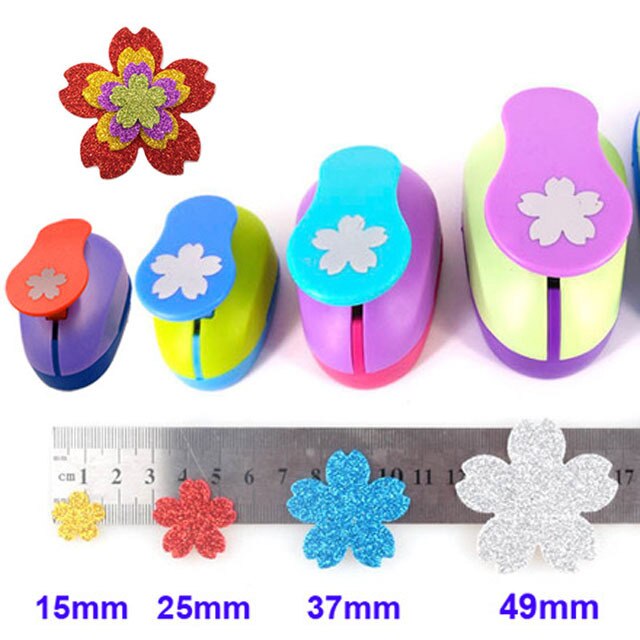 5 størrelser 3 " 2 " 1.5 " 1 " 5/8 " snefnug håndværksstansesæt hul papirskærer blomst scrapbogsstansere papirstanser eva hulstanser: 15253749mm sakura