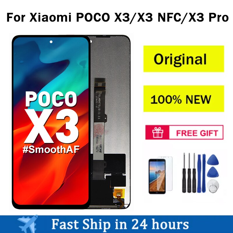 Originele Voor Xiaomi Poco X3 Lcd Touch Screen Digitizer Voor Poco X3 Pro Nfc M2007J20CG Lcd-scherm Vervangende Onderdelen