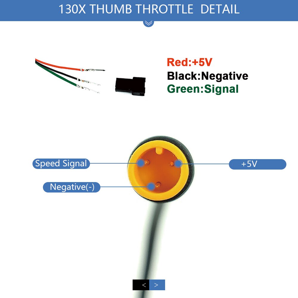 Ebike Thumb Throttle 12V 24V 36V 48V 52V 60V 72V 130X Vinger Duim throttle 3 Pin Waterdichte Connector Elektrische Scooter