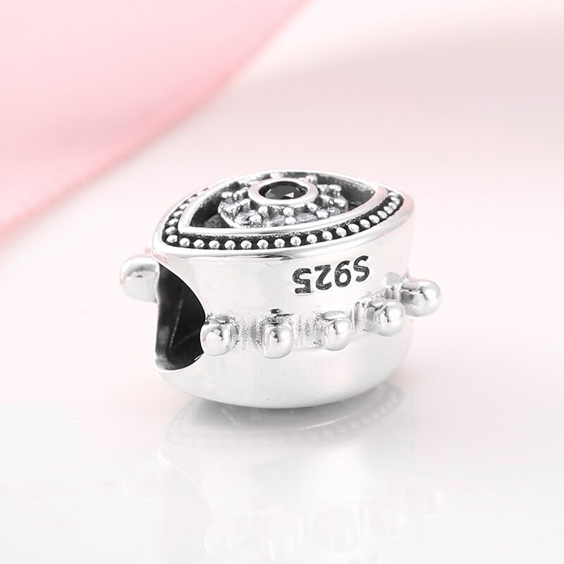 925 Sterling Silver Faith Evil CZ eye Beads Fit Original JIUHAO Bracelet Charms Jewelry making