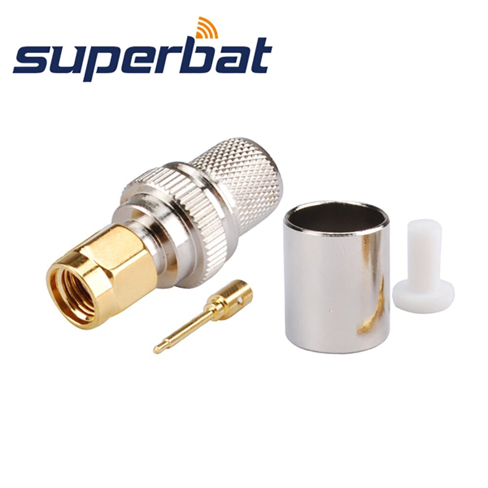 Superbat 10pcs SMA Male PC/LAN Crimp for Coaxial Cable RG8 RG213 LMR400