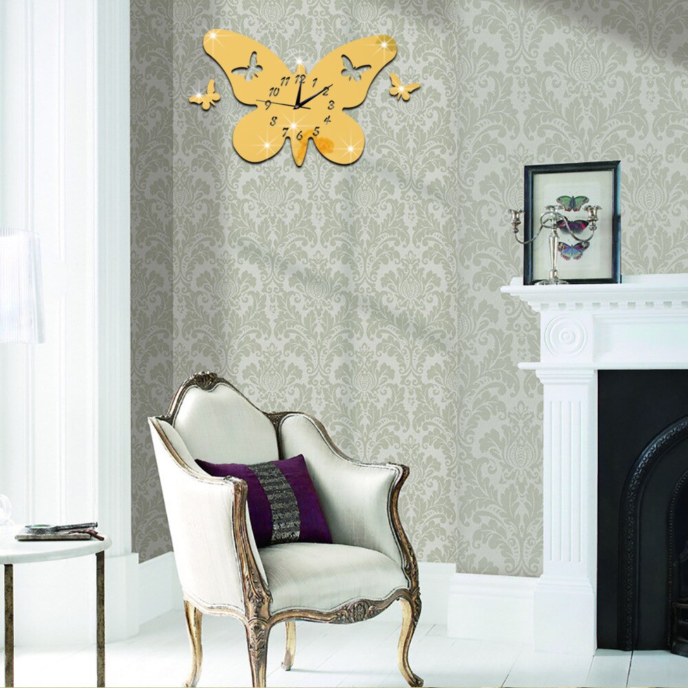 klok en creatieve klok 3D milieu stereo vlinder spiegel klok kan muur klok