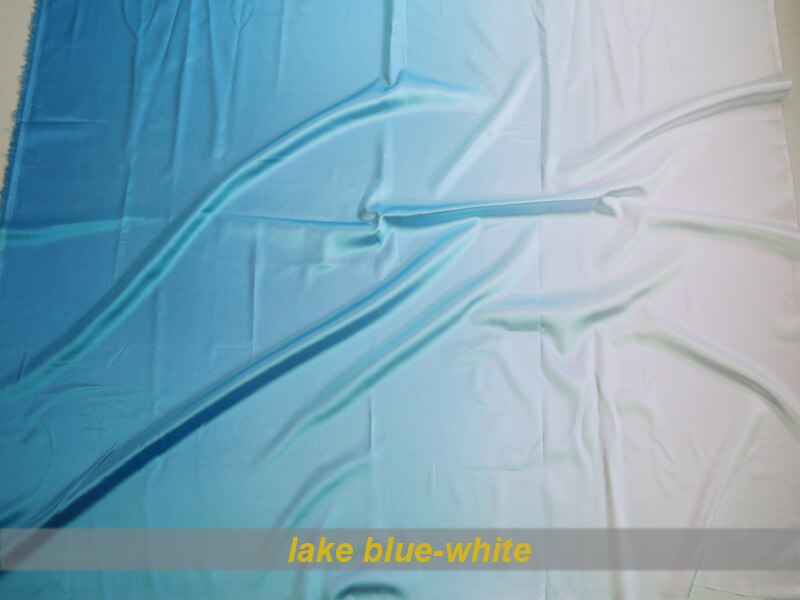 100cm*120cm gradient polyester satin stof dans gradient stof skygge farve tøj materiale: Sø blå hvid