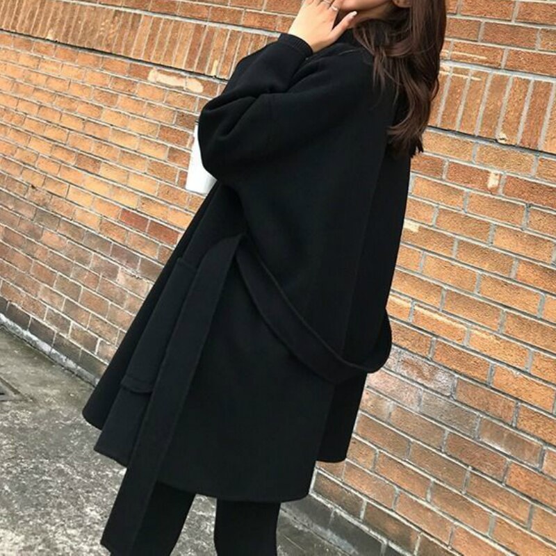 Mezcla mujer coreano Fashon primavera fina negro puro clásico Casual fashes Daily Lady Chic prendas de vestir exteriores Vintage Oversize