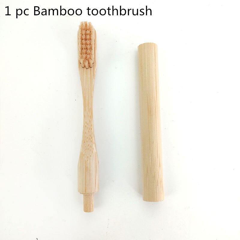 Di bambù Spazzolino Da Denti con il tappo-in di Ricambio Teste della Spazzola Cambiamento Testa ToothBush Cura Dei Denti Spazzole per Pulizia per I viaggi Soggiorno Bagno: Stitching Toothbrush