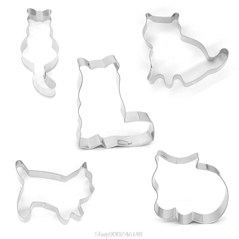 5 stk/sæt dyr kæledyr kat kage udstikker form 3d sukker kage kiks fondant kage bageform gør det selv dekorationsværktøj  s19 20