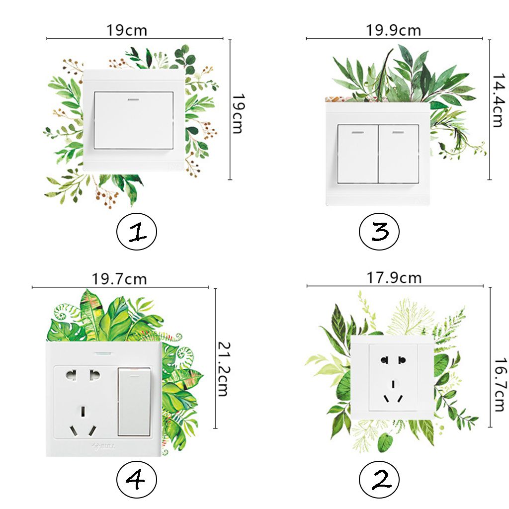 Pegatinas creativas de PVC para interruptor de pared, interruptores de enchufes de luz, rosas, margaritas, peonías, flores, hojas, plantas verdes, decoración del hogar,